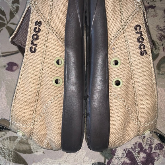 Men’s 9 CROCS WALU Khaki / Espresso Comfort Walking Shoes Loafers 11270 EXC LN - Picture 9 of 15